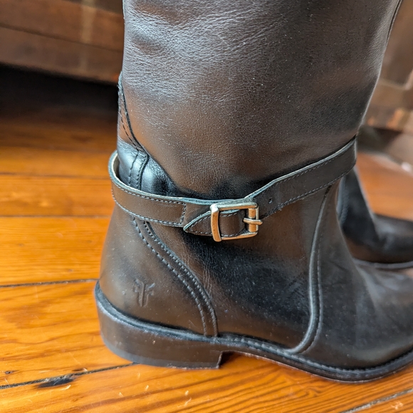 Frye Dorado Black Leather Riding Boots - 7 - Picture 2 of 9